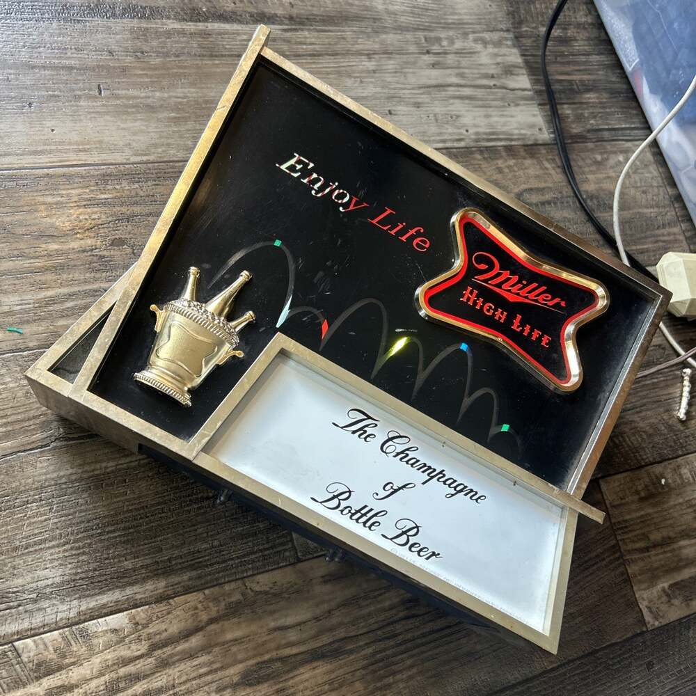 RARE Vintage Enjoy Miller High Life Champagne of Beer Bouncing Light Wall Clock